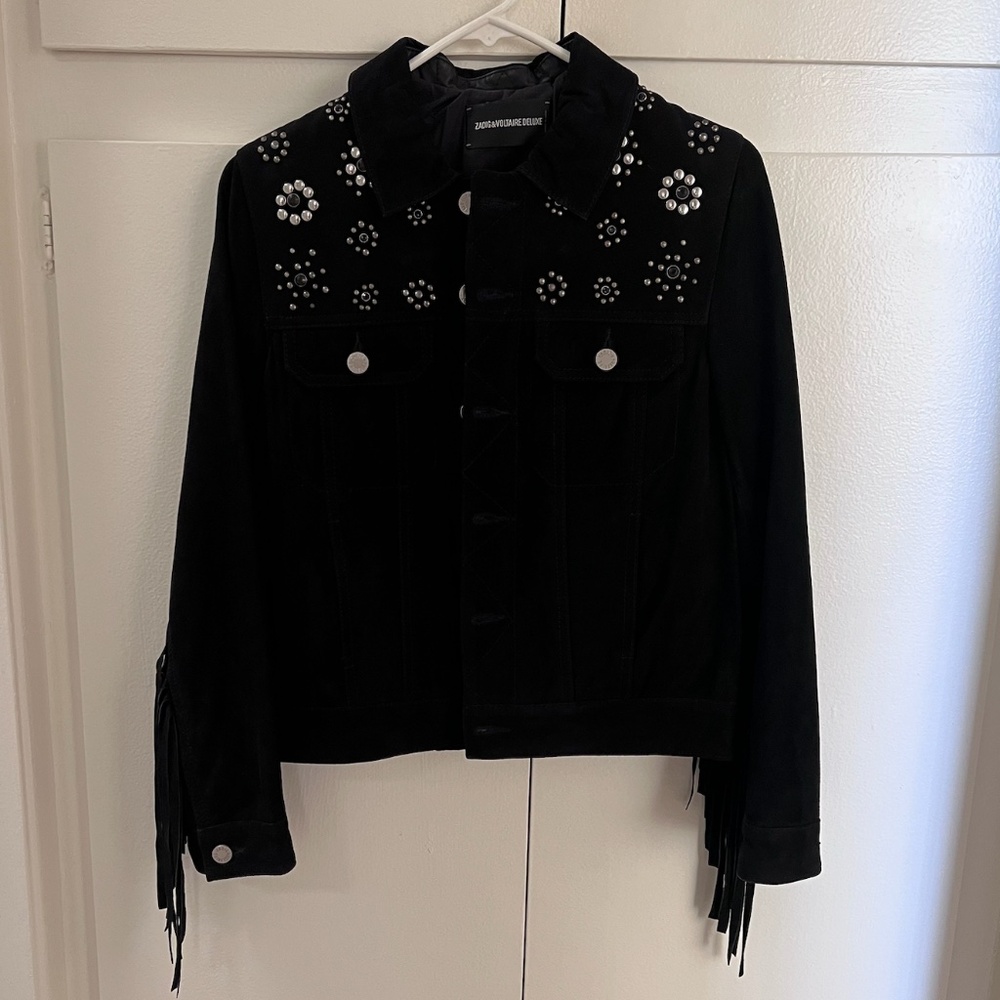 ZADIG & VOLTAIRE Black Suede Fringe jacket